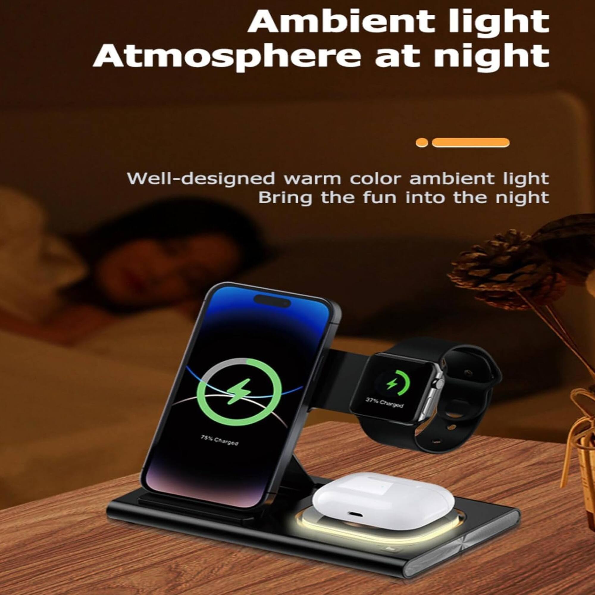 Ambient light  
Atmosphere at night  

Well-designed warm color ambient light  
Bring the fun into the night  

37% Charged  
75% Charged