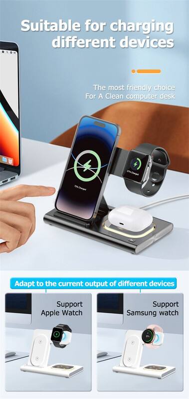 Suitable for charging different devices

The most friendly choice for a clean computer desk

Adapt to the current output of different devices

Support Apple Watch

Support Samsung watch