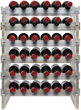 Sorbus - Sorbus® Wood Wine Stackable Rack 6 Tier, Rustic Style Wine Racks for Bottles, Perfect for Bar (6-Tier, Grey Wood) - Gray