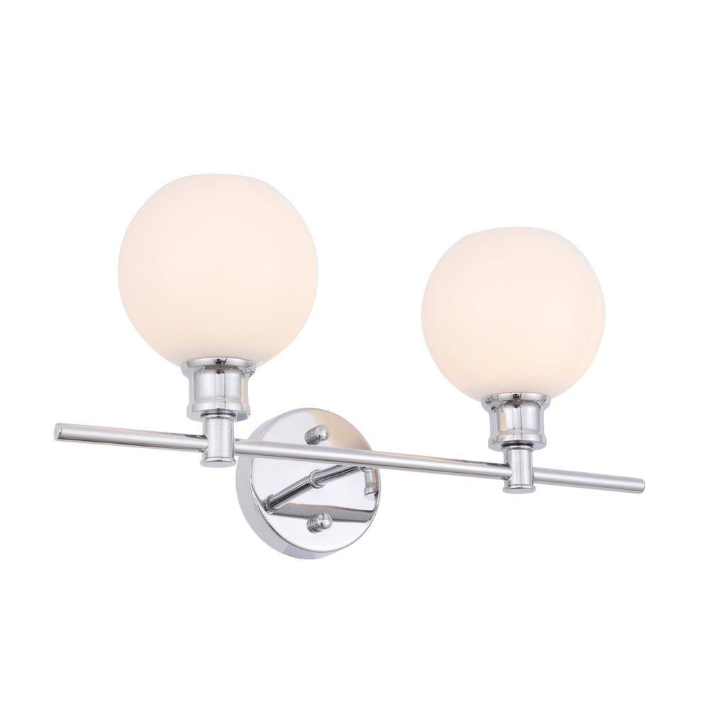 Alt View 6. Living District - Collier 2 light Chrome and Frosted white glass Wall sconce - Chrome And Frosted White Glass.