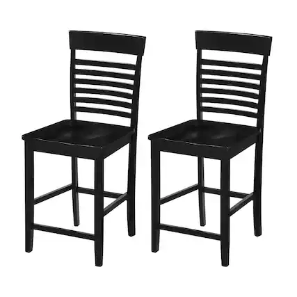 Front. Costway - Costway Counter-Height Dining Chair Set of 2 with Footrests Solid Wood Frame Modern - Black.