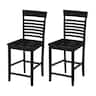 Costway - Counter-Height Dining Chair Set of 2 with Footrests Solid Wood Frame Modern - Black