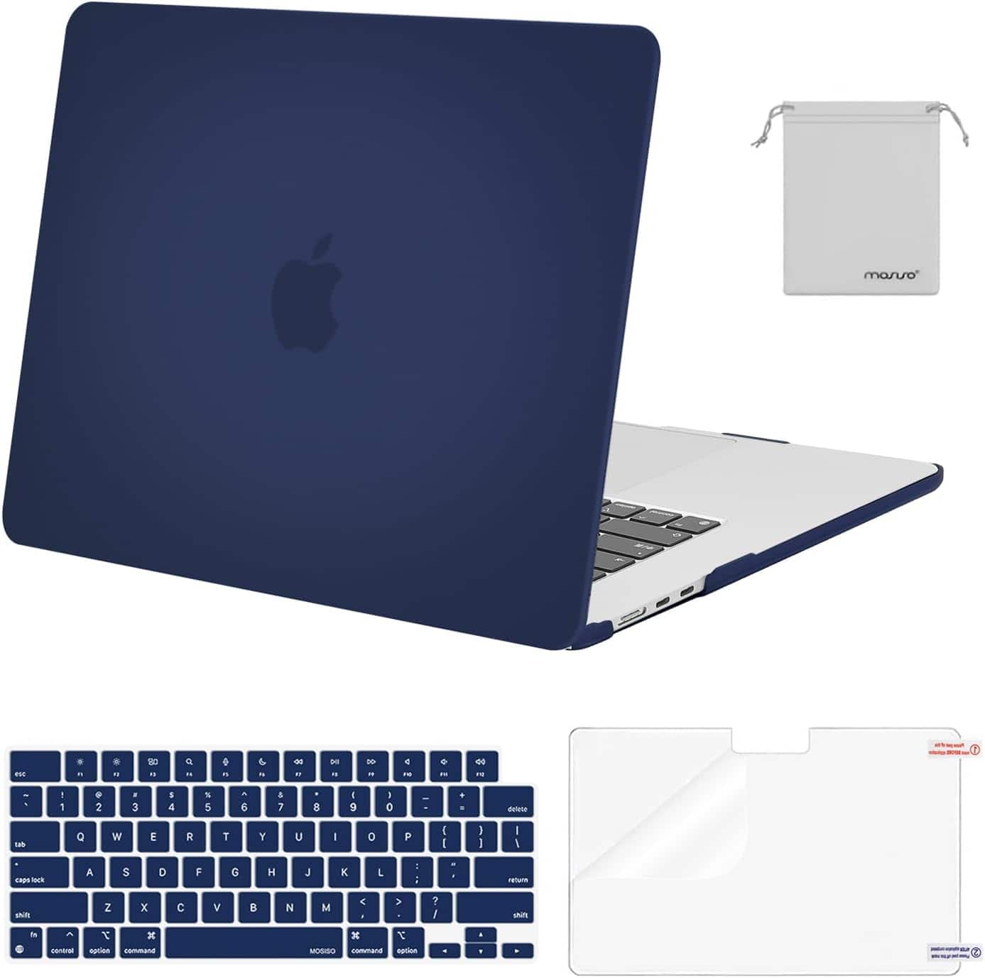 mosiso - Hard Shell Case Kit for MacBook Air 15 inch A3448 A3241 A3114 A2941 M5 M4 M3 M2 - Navy Blue