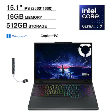 15.1" IPS (2560*1600)
16GB MEMORY
512GB STORAGE
Intel Core Ultra 7
Windows 11
Copilot+PC
Lenovo LEGION