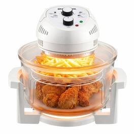 Granitestone - 16Qt Large Countertop Glass Air Fryer Non Toxic Family Sized Oven Cooker - White