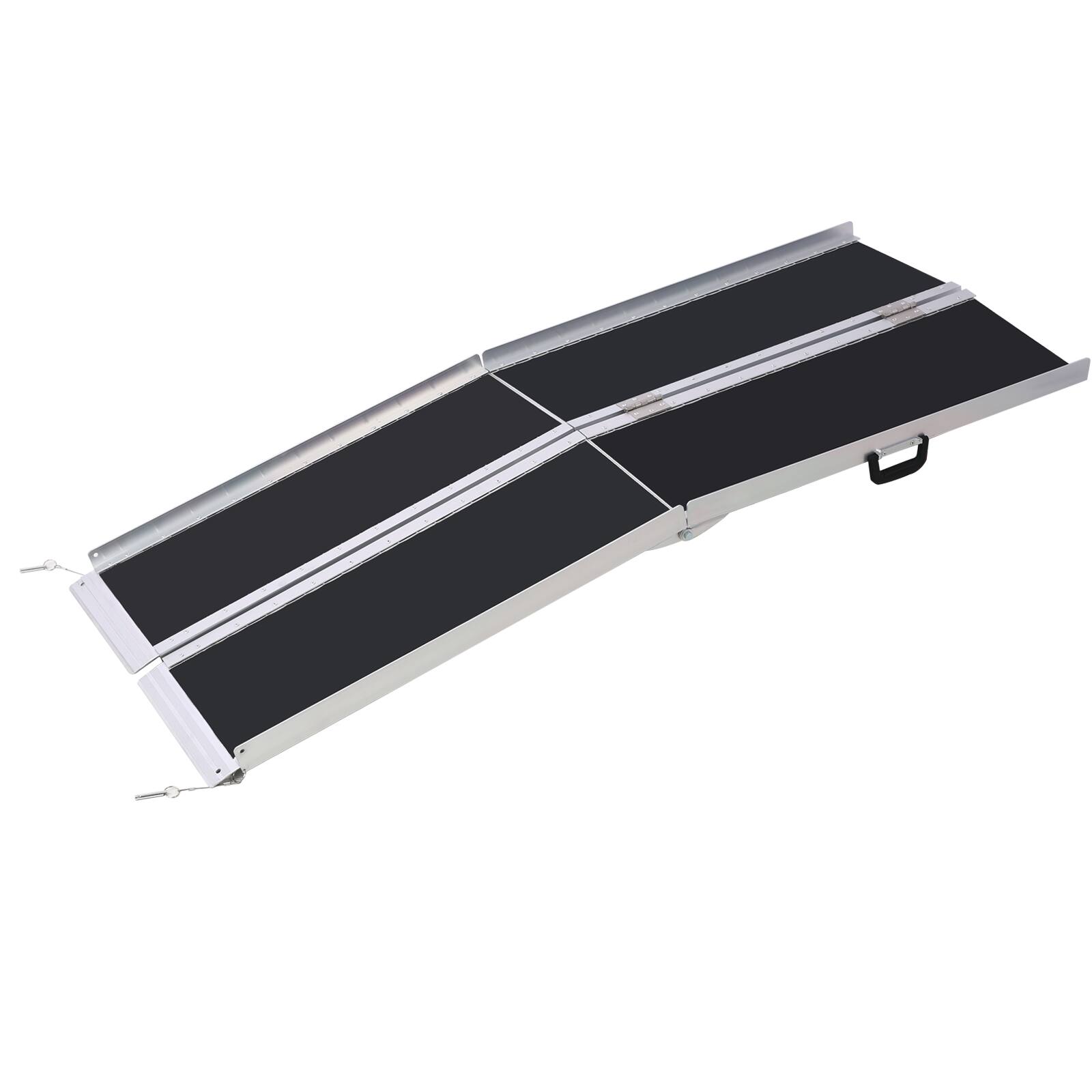 Front. ELEMENT ACE - Portable Aluminum Threshold Ramp - 4ft Foldable Wheelchair Ramp, 600lb Capacity, Non-Skid Surface - Silver.