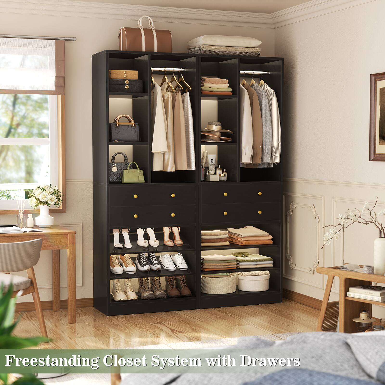 Freestanding Closet System with Drawers