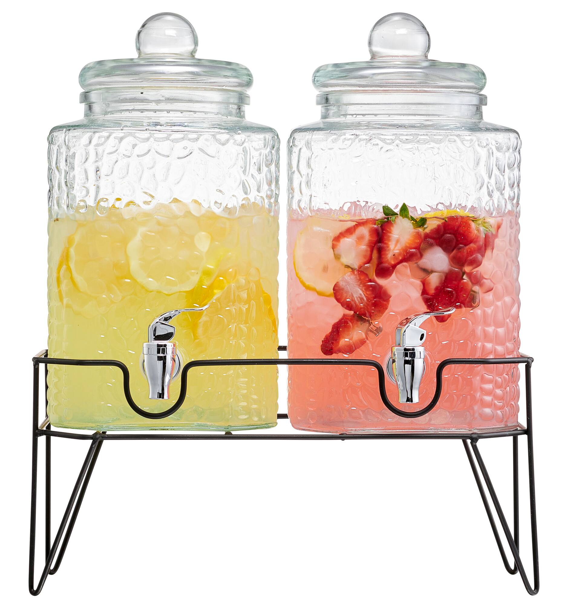 Front. Style Setter - Hamburg 2-piece Beverage Dispenser Set- 1.5 Gal Each - Clear.