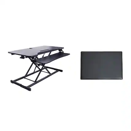 Front. Rocelco - 43" Height Adjustable Standing Desk Converter - Black.