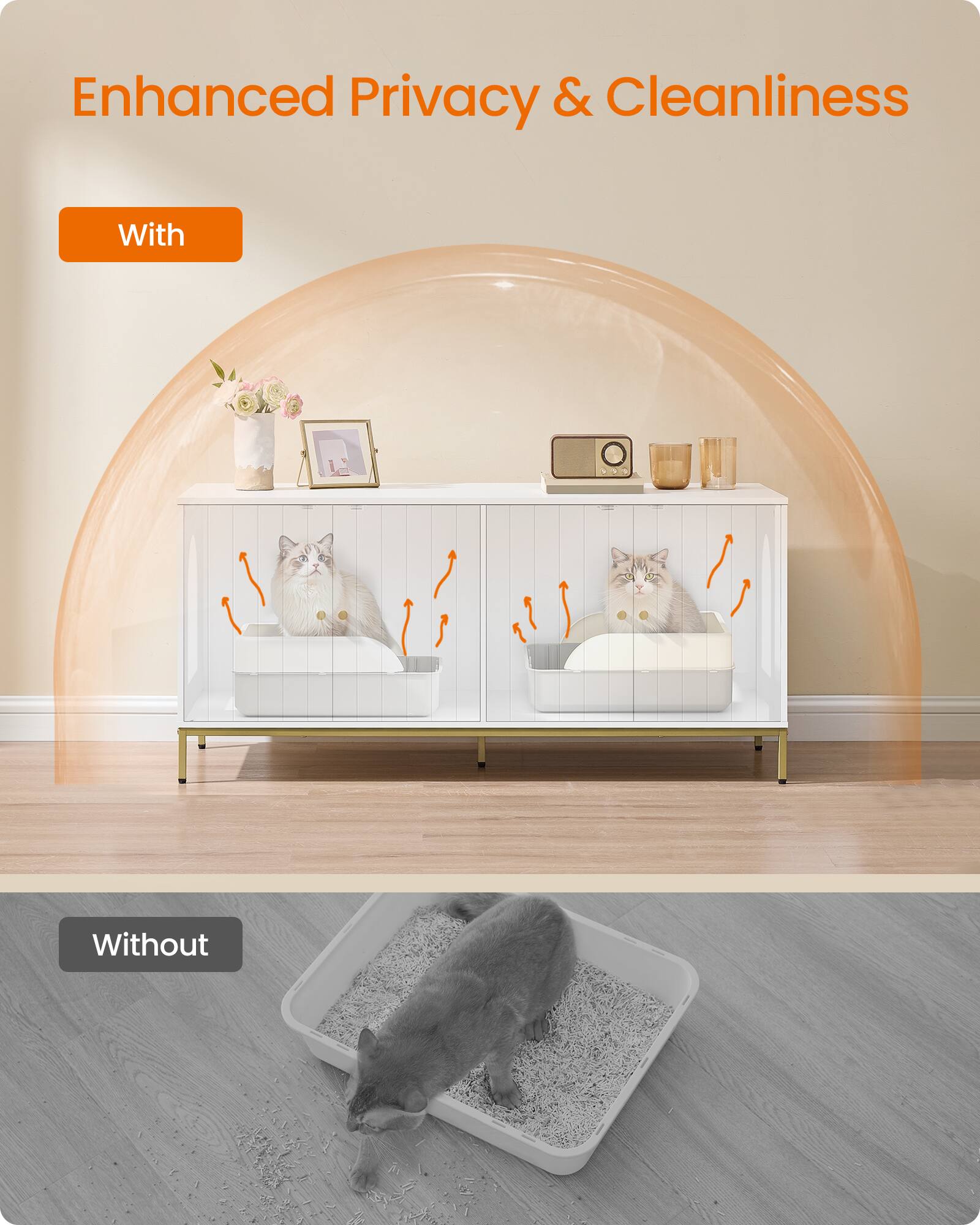 Enhanced Privacy & Cleanliness

With

Without