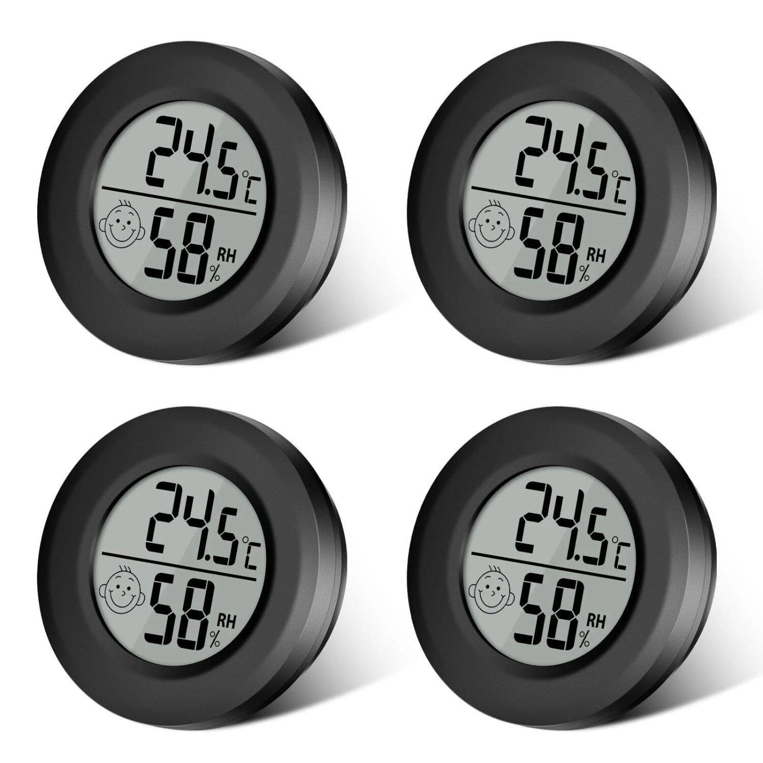Stock Preferred - 4PCS Mini LCD Digital Thermometer Hygrometer - Black
