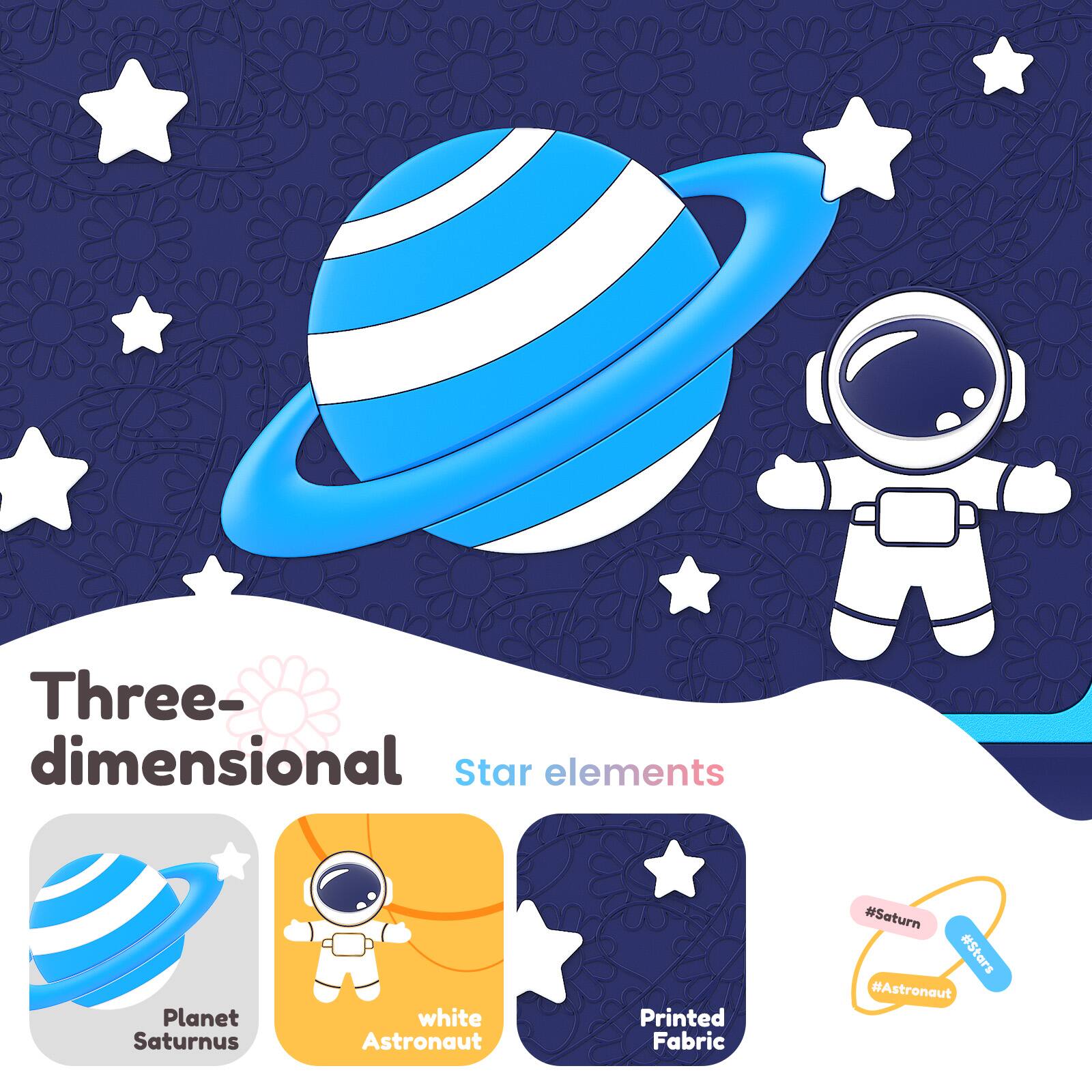 Three-dimensional Star elements Planet Saturnus white Astronaut Printed Fabric #Saturn #Stars #Astronaut
