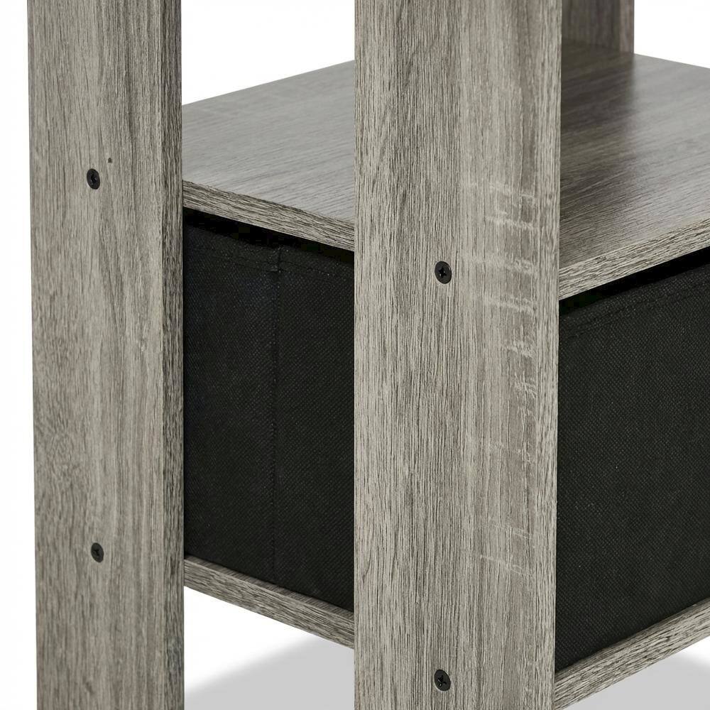 Alt View 2. FurniFact - Wooden End Table Night Stand, Set of Two with Modern Design - French Oak Grey.