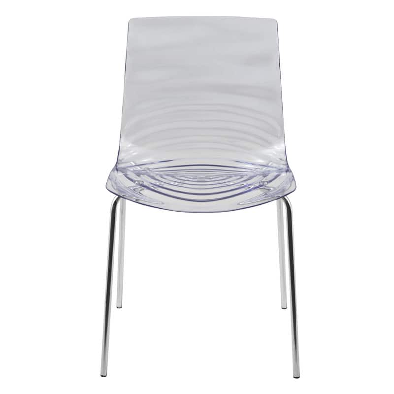 LeisureMod - Astor Modern Plastic Side Dining Chair with Ripple Design and Chrome Metal Legs Accent Side Chair for Home or Office - Thumbnail 2
