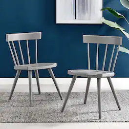 Sutter Wood Dining Side Chair Set of 2 by Modway - Light Gray