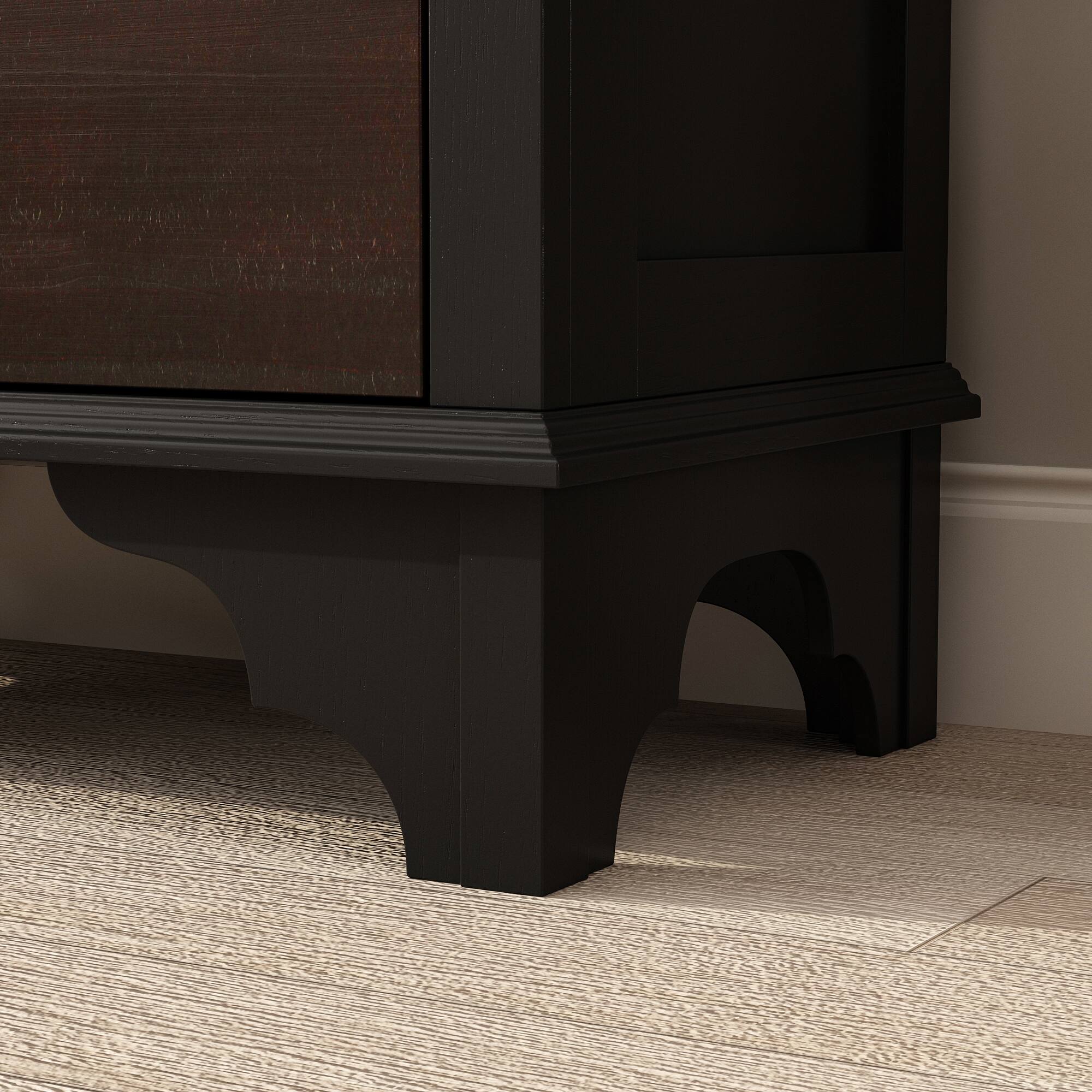 Alt View 5. Famapy - Classic Style Display Cabinet Glass Showcase for Collectibles, Books, Fixed Multi-Level Shelves, Elegant Antique Design - Black & Golden.