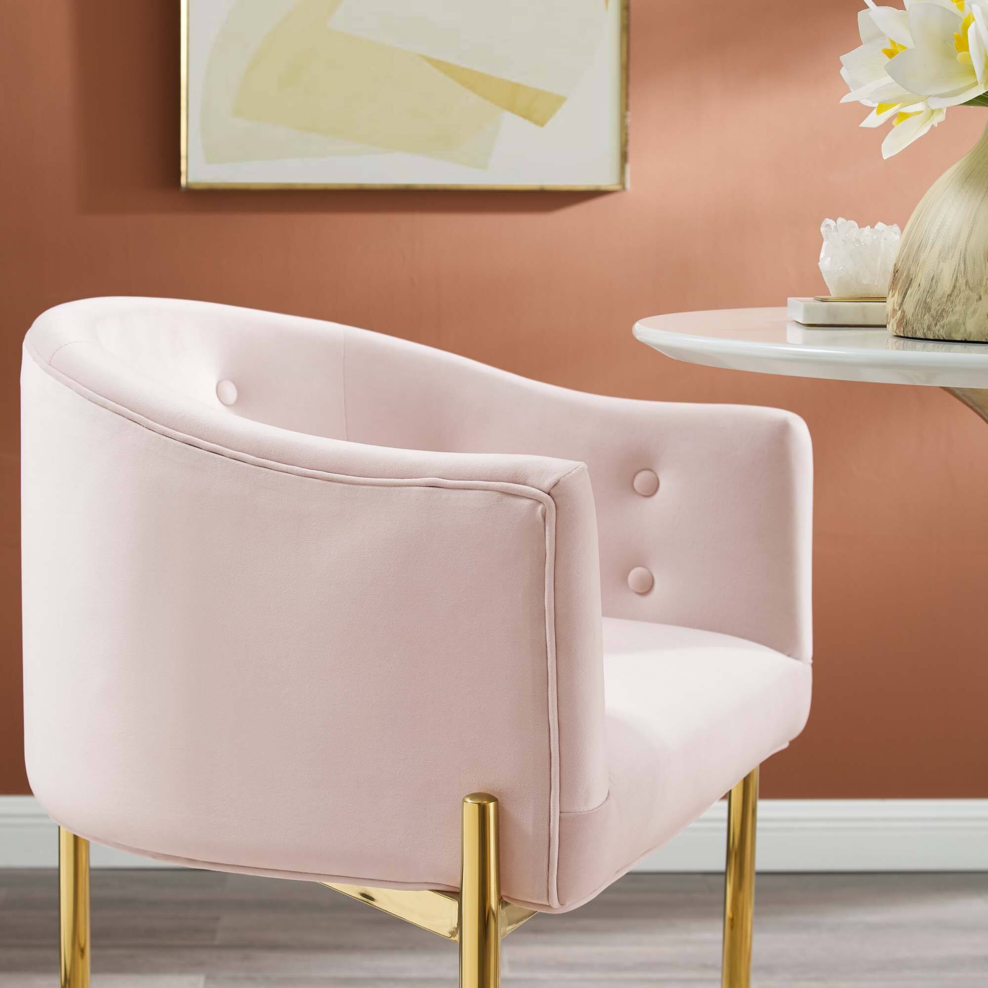 Back. Modway - Savour Tufted Performance Velvet Bar Stool by Modway - Pink.