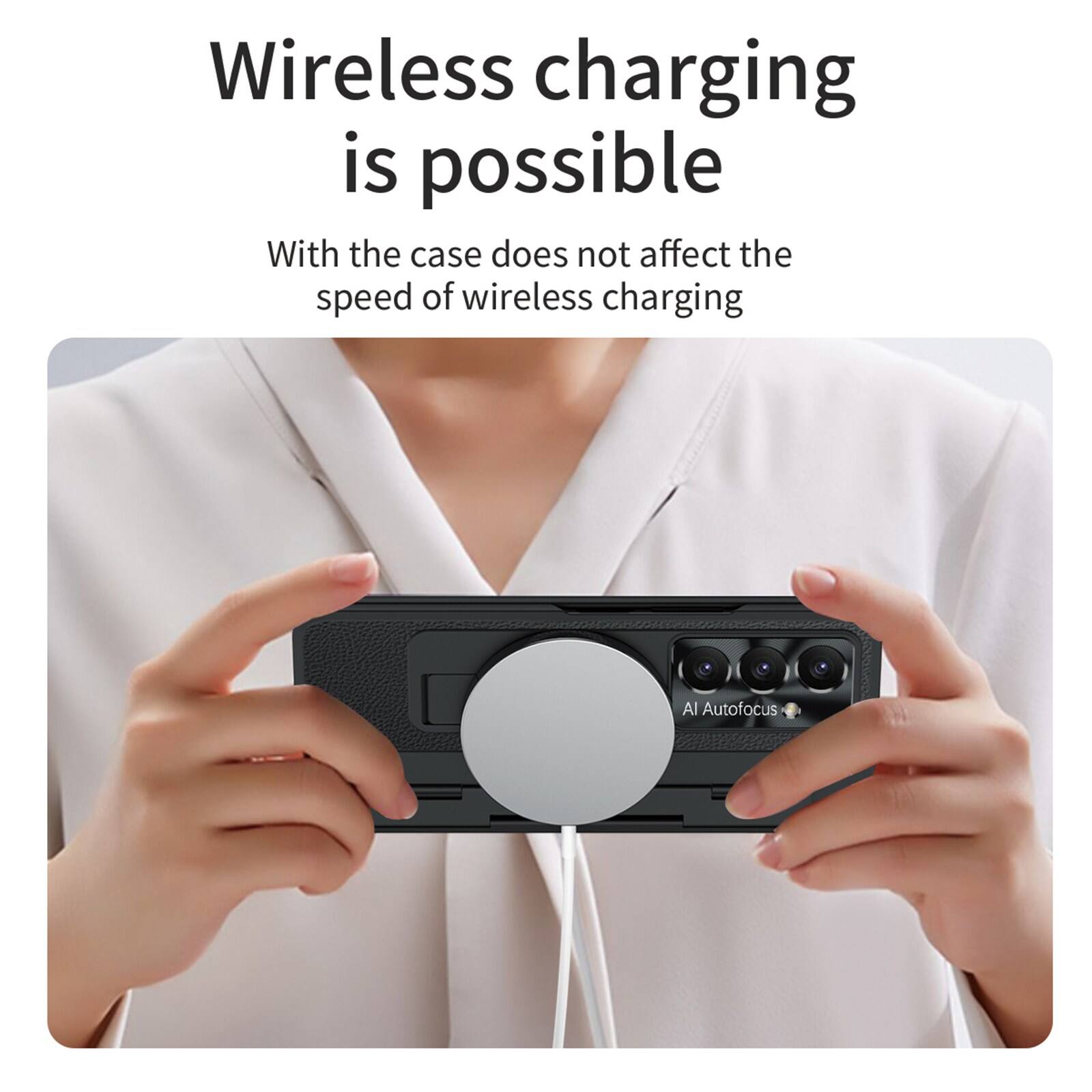Wireless charging is possible. With the case, it does not affect the speed of wireless charging. Al Autofocus