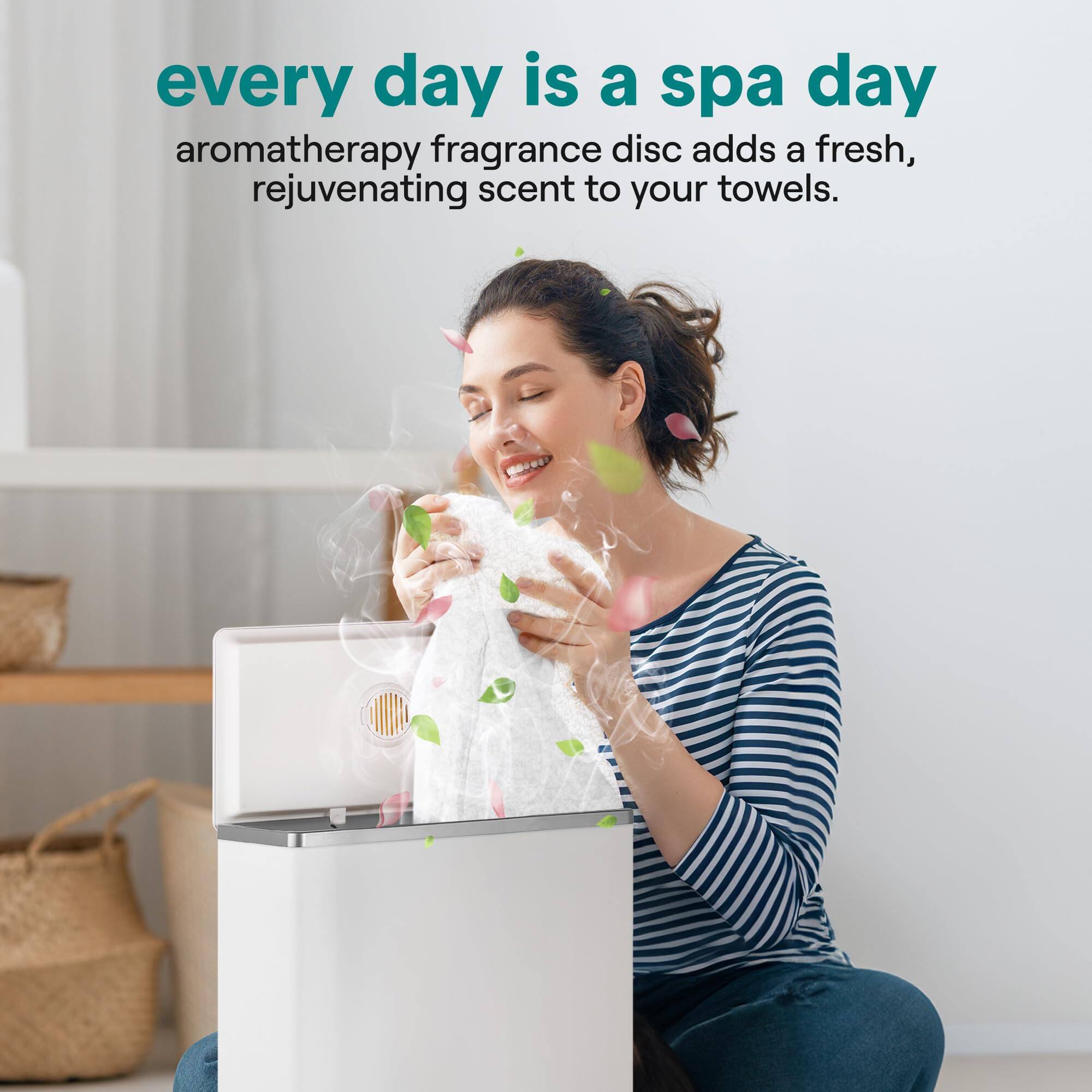 every day is a spa day  
aromatherapy fragrance disc adds a fresh, rejuvenating scent to your towels.