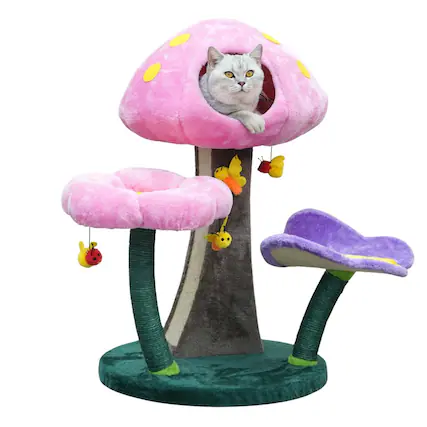 Front. Catry - Wonderland 3-Level 31" Cat Tree for Cats & Kittens with Replaceable Parts - Pink.