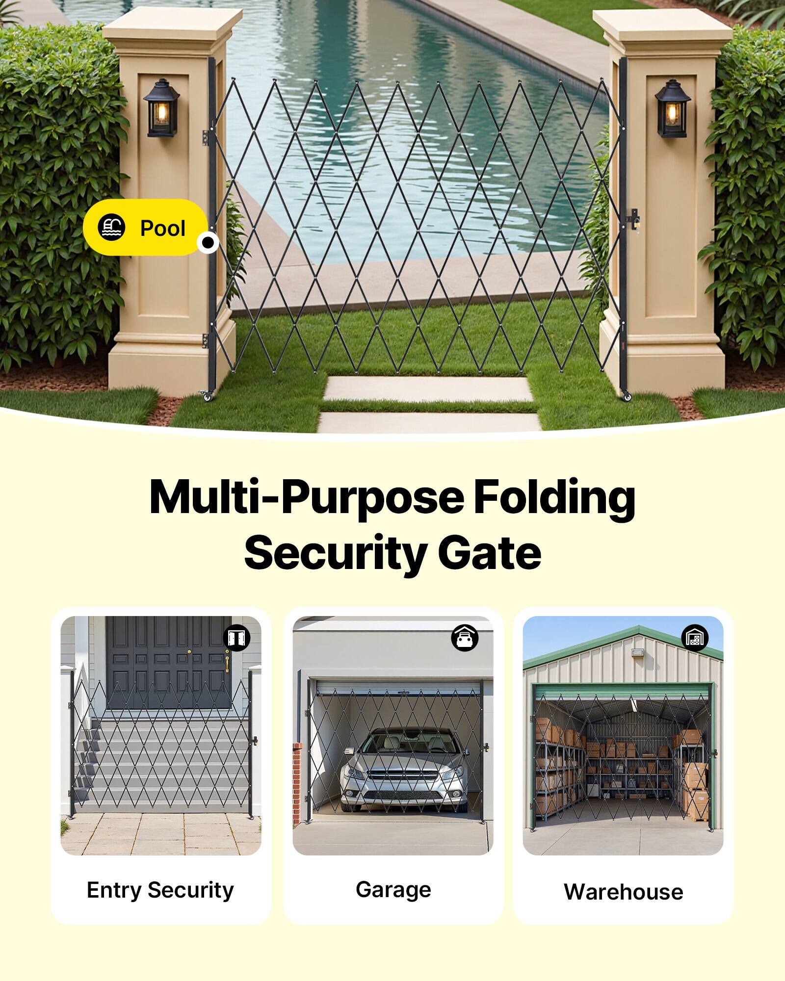 Multi-Purpose Folding Security Gate

Pool

Entry Security

Garage

Warehouse