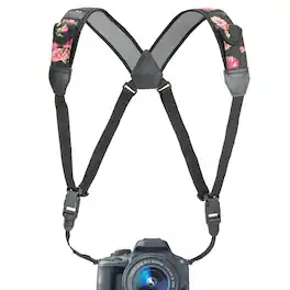USA Gear - Universally Compatible Digital Camera Harness with Key Ring Attachment - Floral