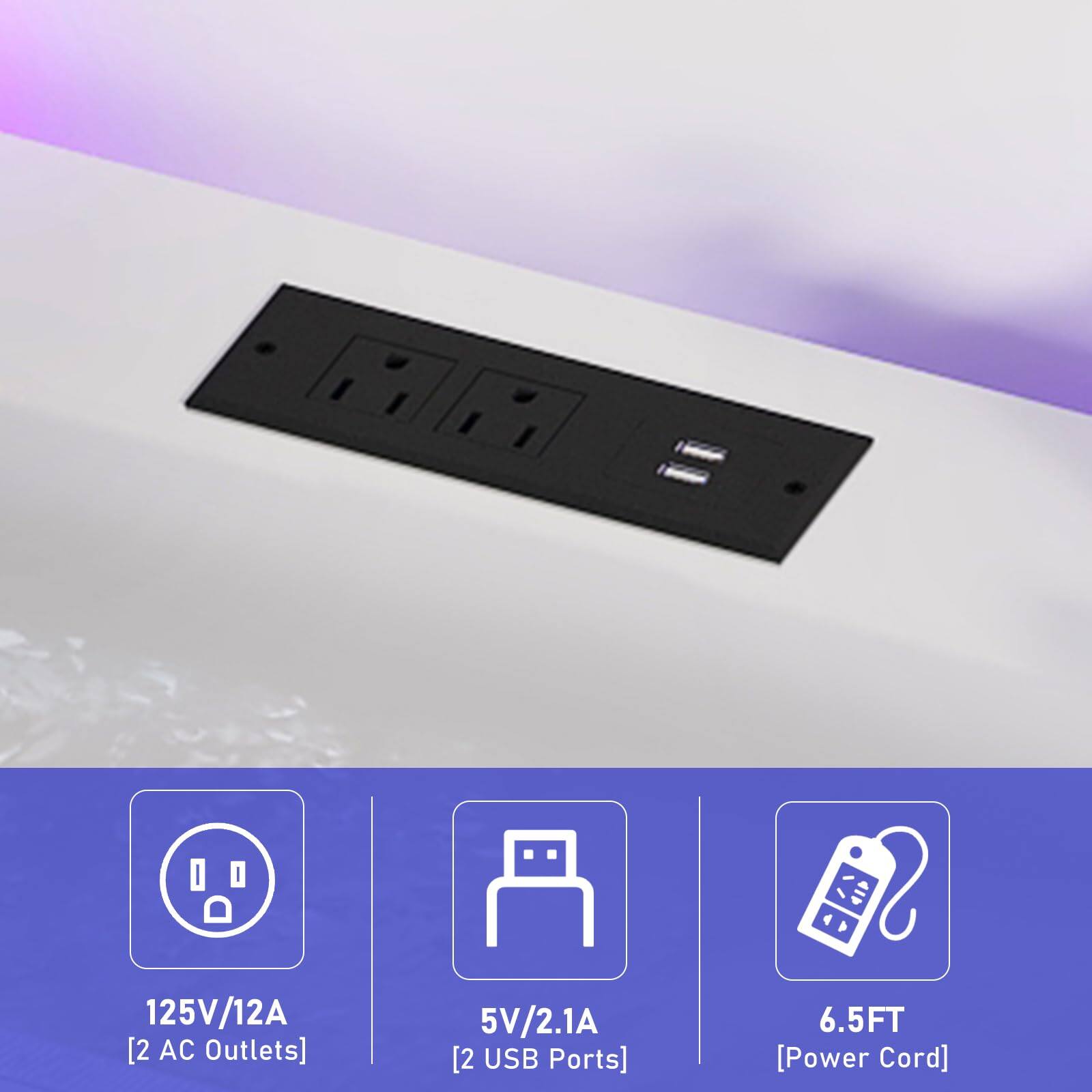 125V/12A [2 AC Outlets]  
5V/2.1A [2 USB Ports]  
6.5FT [Power Cord]