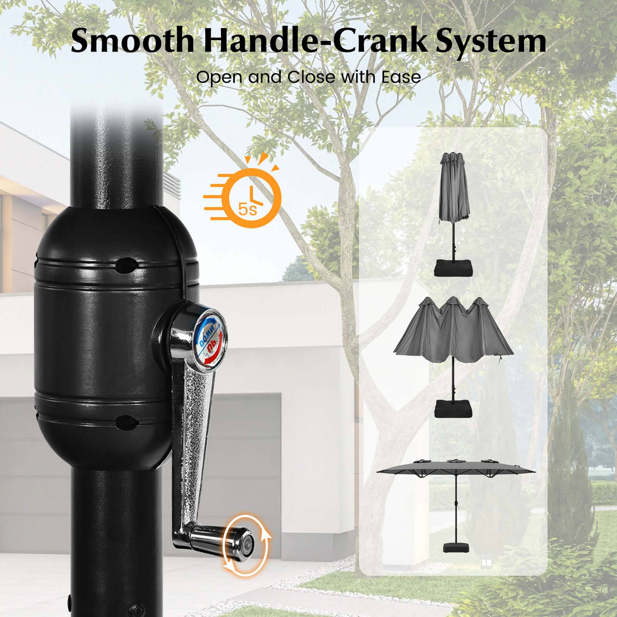 Smooth Handle-Crank System: Open and Close with Ease.