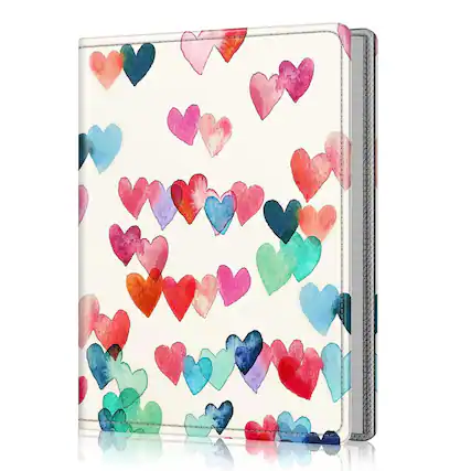 Front. Kitcheniva - Portable Leather Wallet Photo Album 52 Photo Mini Capacity For 5x7 Photo Raining Hearts - Raining Hearts.