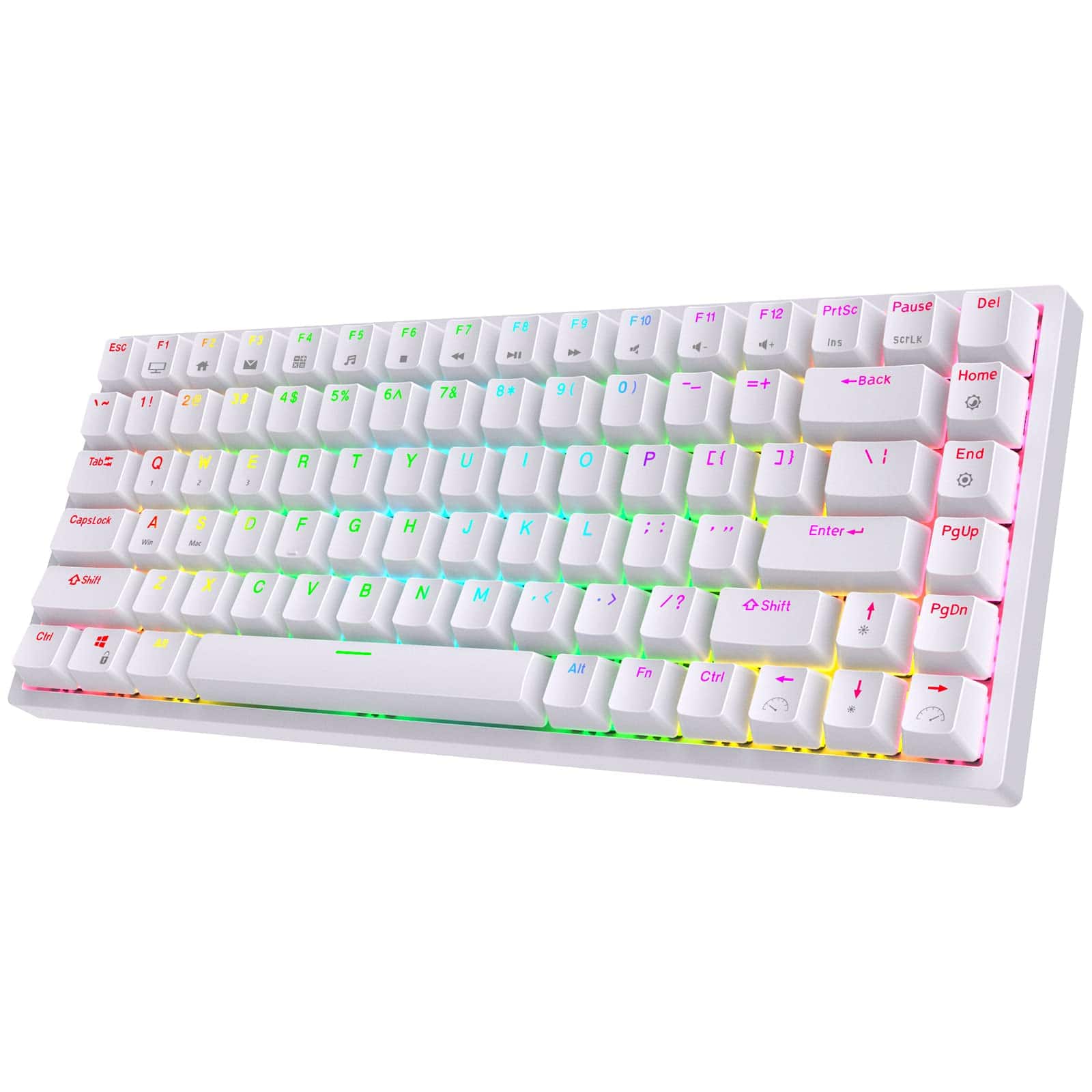 Pacoar Cade - Rk84 Wireless Rgb 75% Triple Mode Bt5.0//usb-c Hot Swappable Mechanical 84 Keys Gaming W/high-capacity Quiet Red That - White-Hot Swappable Blue Switch