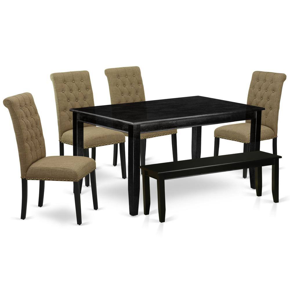 Back. East West Furniture - Dining Room Set Black - Brown.
