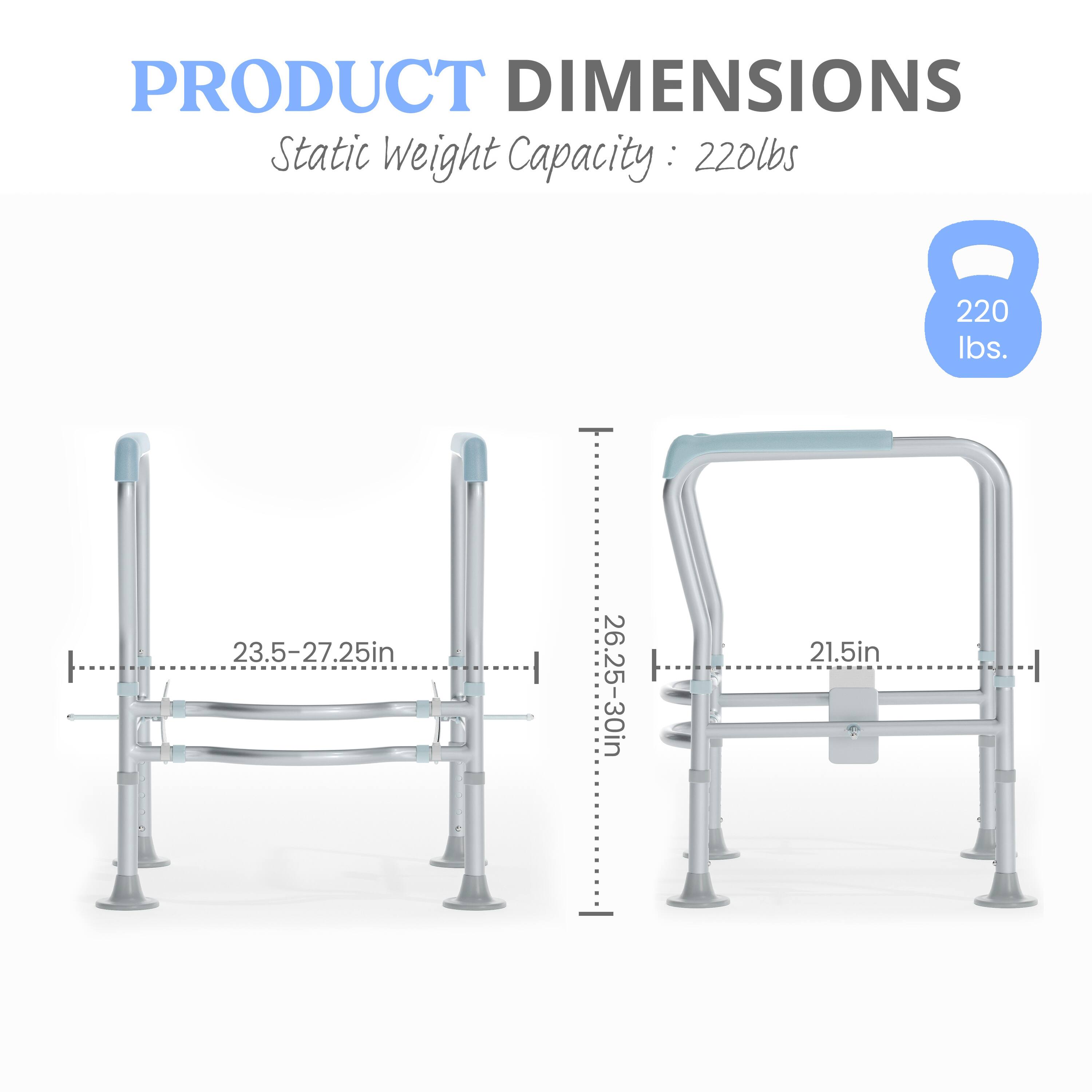 PRODUCT DIMENSIONS  
Static Weight Capacity: 220 lbs  
23.5-27.25in  
26.25-30in  
21.5in