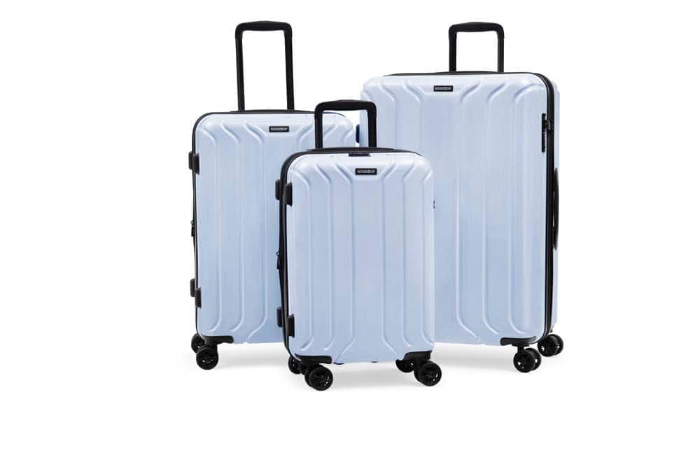 Nonstop - New York Elite Lightweight Expandable 3 Piece spinner Luggage Set +3 packing cubes ,(19.4/23.4/28) - Sky Blue