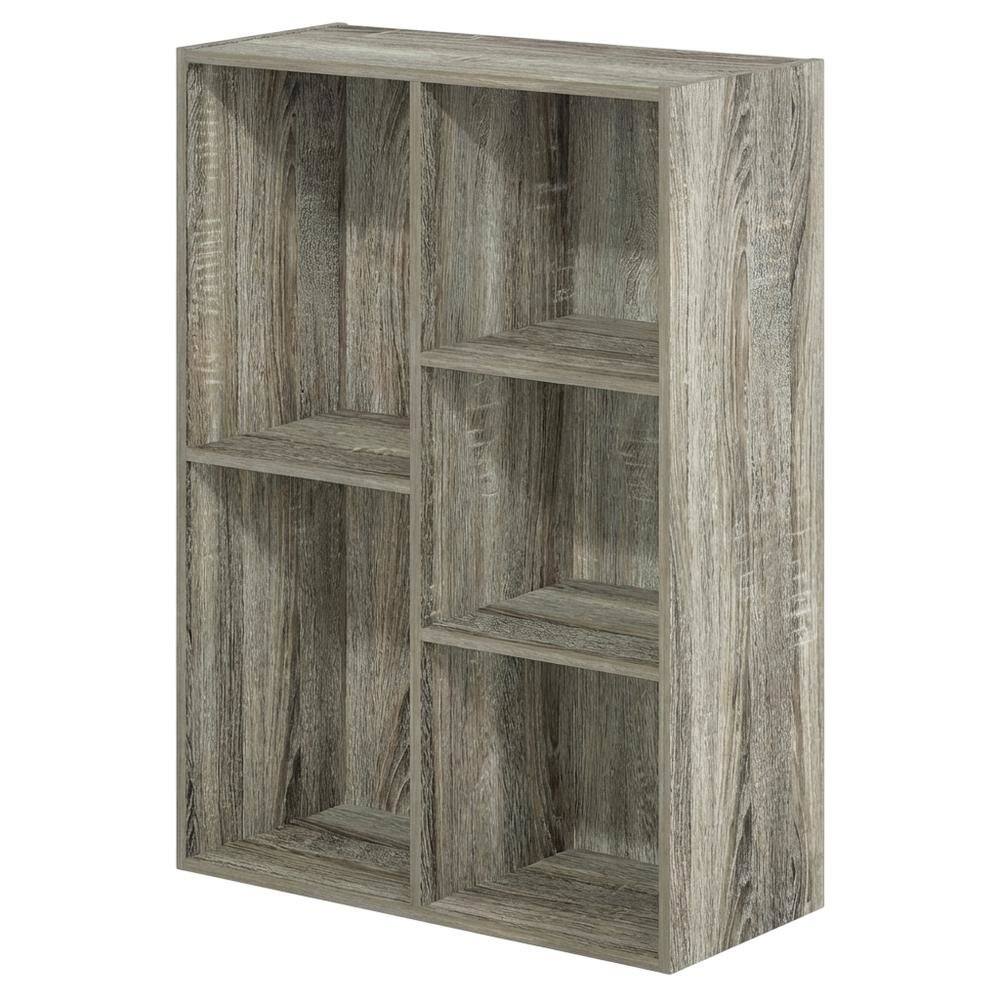 Front. FurniFact - Reversible 5-Cube Storage Shelf In French Oak Finish For Versatile Organization - French Oak.