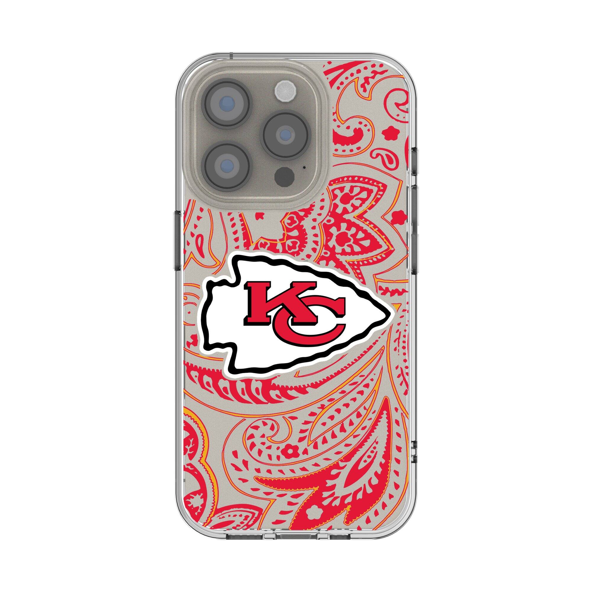 Front. Keyscaper - Kansas City Chiefs iPhone Clear Paisley Design Case - 16e - Multicolor.