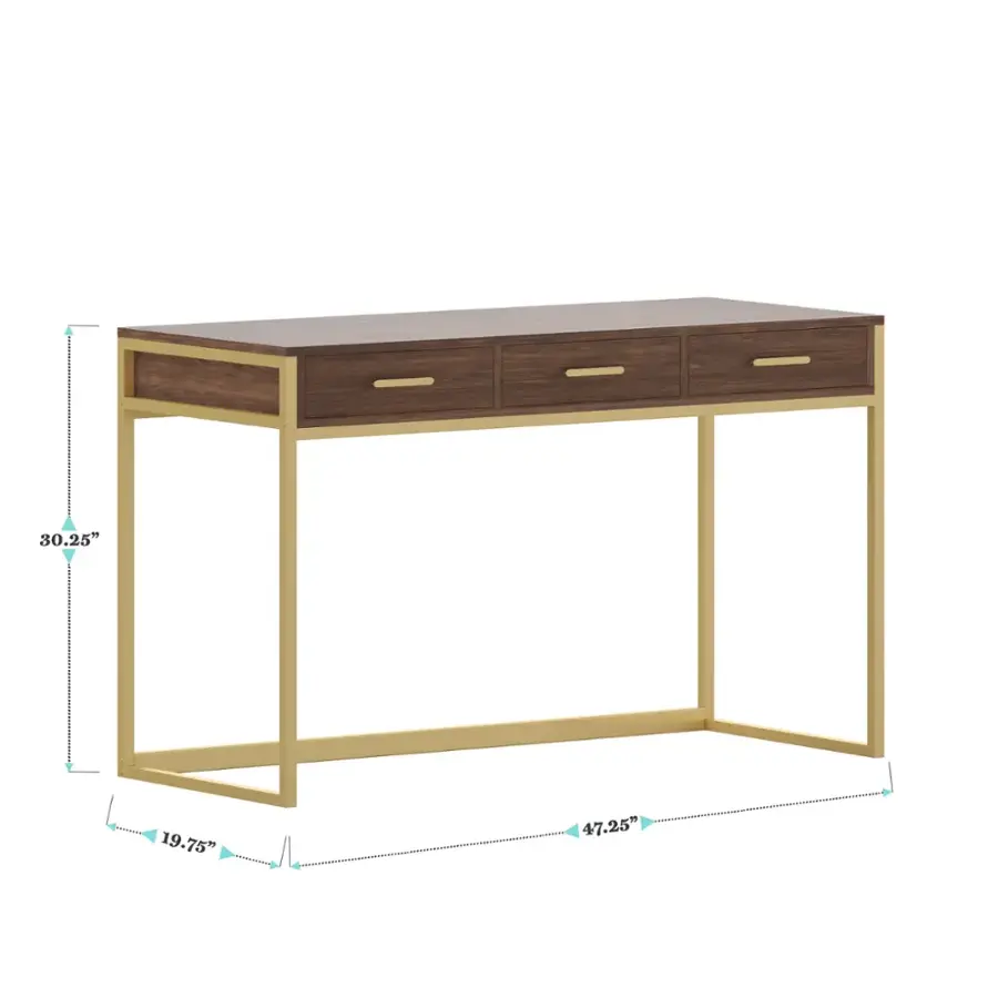 The text on the image reads: "30.25" 19.75" 47.25". This indicates the dimensions of the desk, with a width of 30.25 inches, a depth of 19.75 inches, and a height of 47.25 inches.