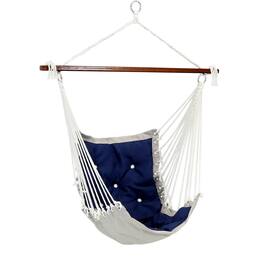 Sunnydaze - Polyester Fabric Victorian Hammock Chair with Cushion - Navy Blue