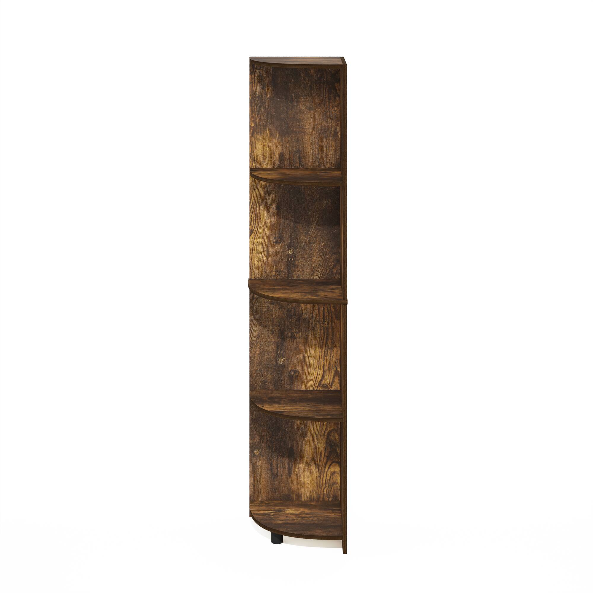 Alt View 2. Furinno - Econ 4-Tier Corner Shelf Bookcase, Bookshelf, Amber Pine - Amber Pine.