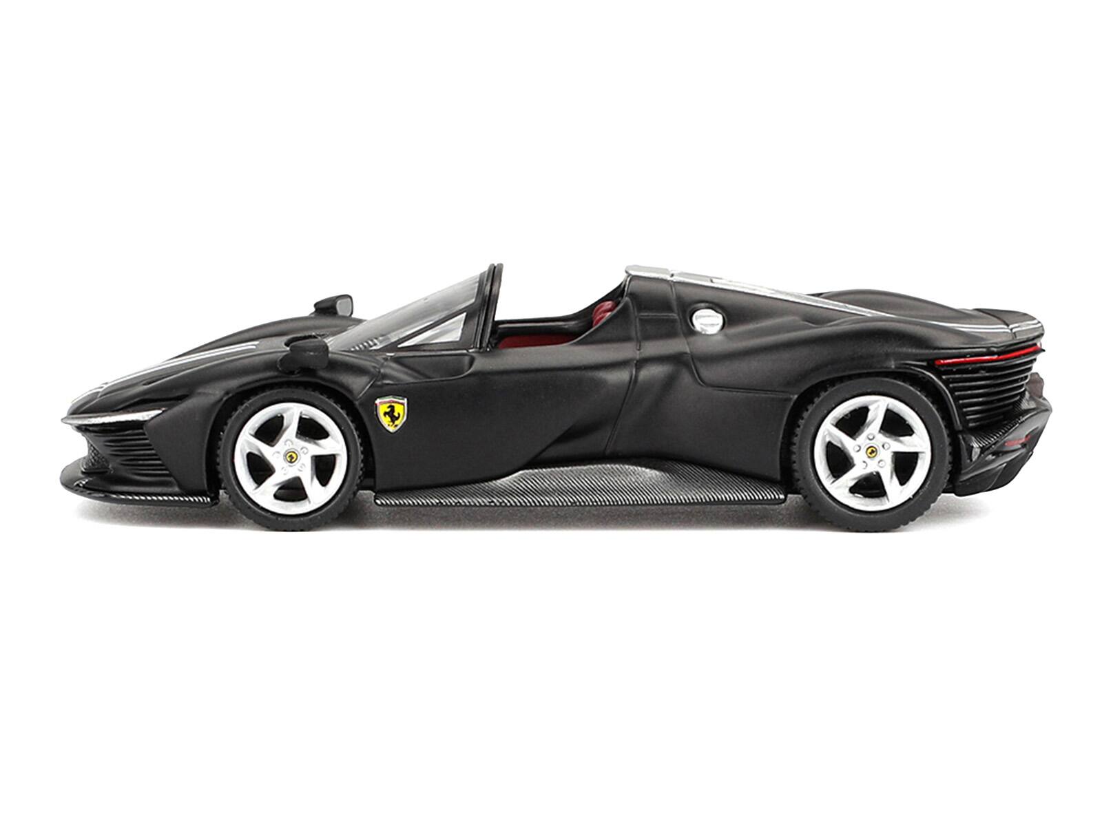Alt View 1. BBR - Ferrari Daytona SP3 Matt Black with White Stripes and Red Interior 1/64 Diecast Model Car by BBR Models.