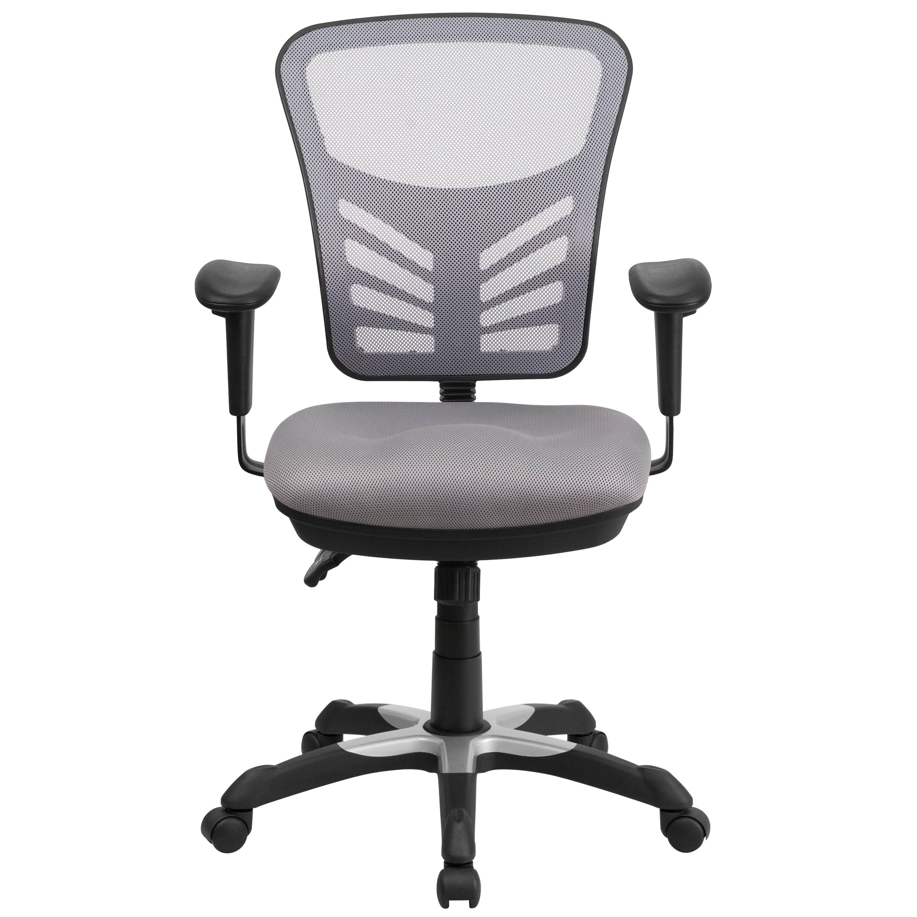 Alt View 7. Emma + Oliver - Mid-Back Mesh Triple Paddle Swivel Ergonomic Office Chair with Adjustable Arms - Gray/Black Frame.