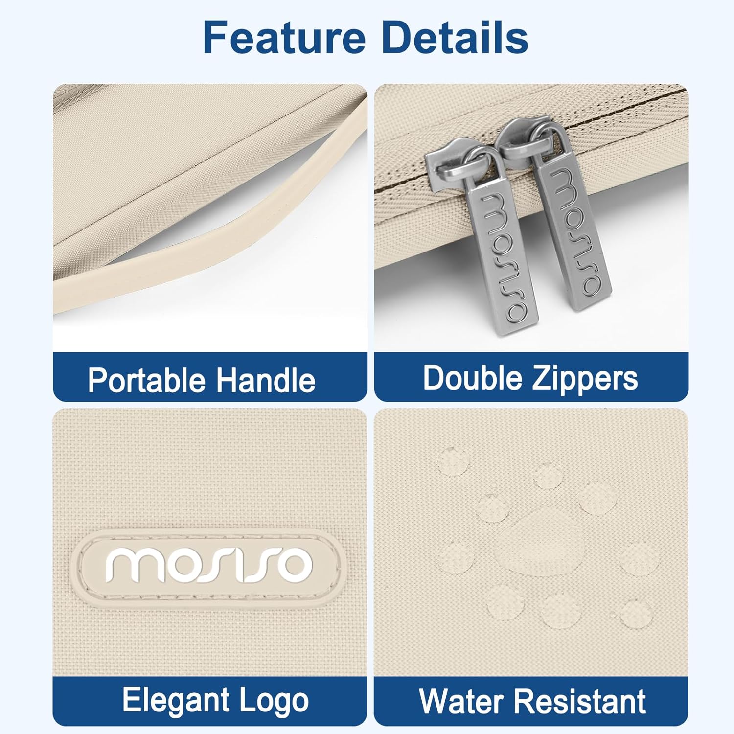 Feature Details

- Portable Handle
- Double Zippers
- Elegant Logo
- Water Resistant