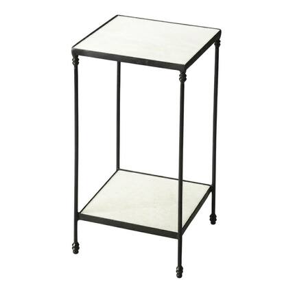 Front. Starlight Canyon Home - Square Marble Top Side Table with Shelf - Multi-Color.