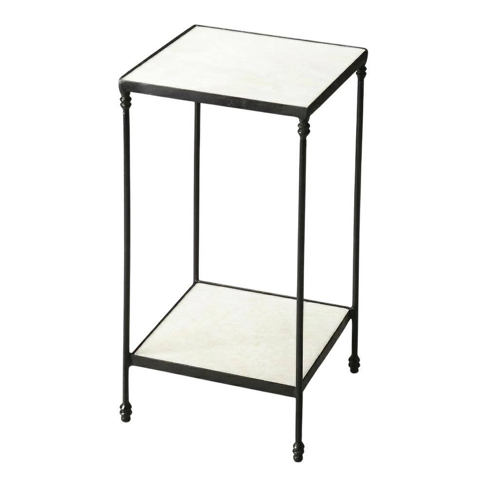 Front. Starlight Canyon Home - Square Marble Top Side Table with Shelf - Multi-Color.