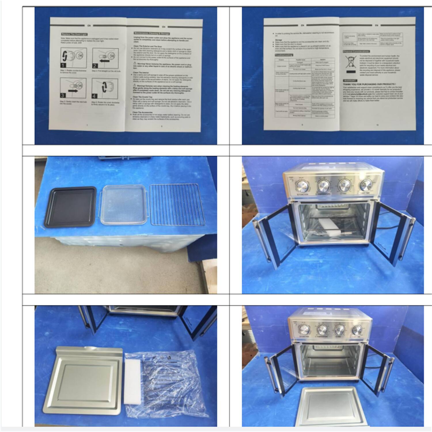 Left. Forest'nSky - 26 QT Extra-Large French Double-Door Air Fryer Convection Toaster Oven - Silver.