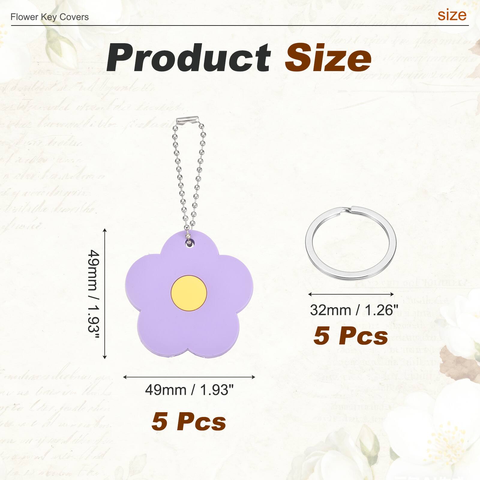 Flower Key Covers

Product Size

49mm / 1.93"  
32mm / 1.26"  
5 Pcs