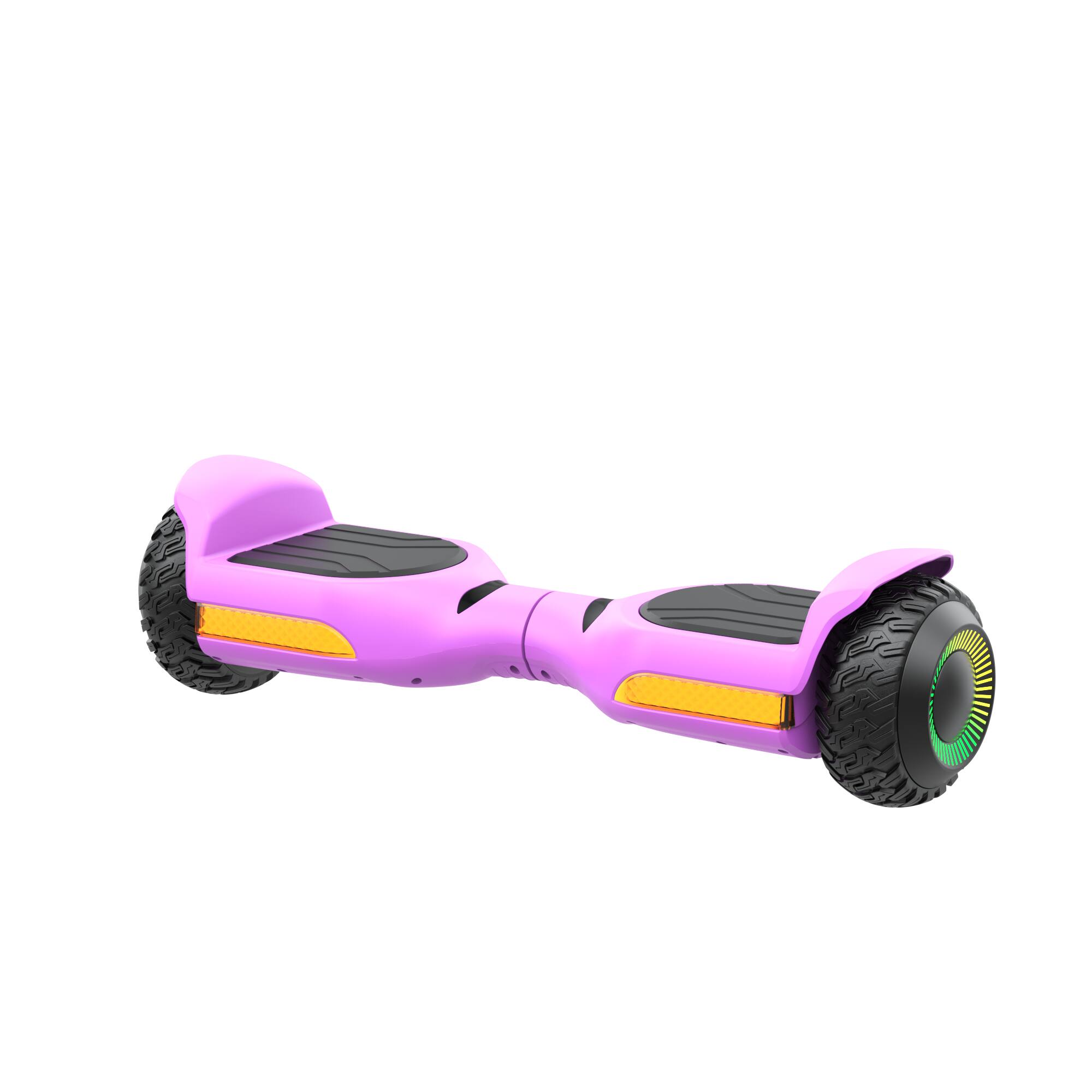 Angle. MIHOVER - 250W*2 All-Terrain Hoverboard for Kids, 37V 2Ah Battery, 6.2 MPH, Bluetooth, 220 lb Capacity, UL2272 - Pink.