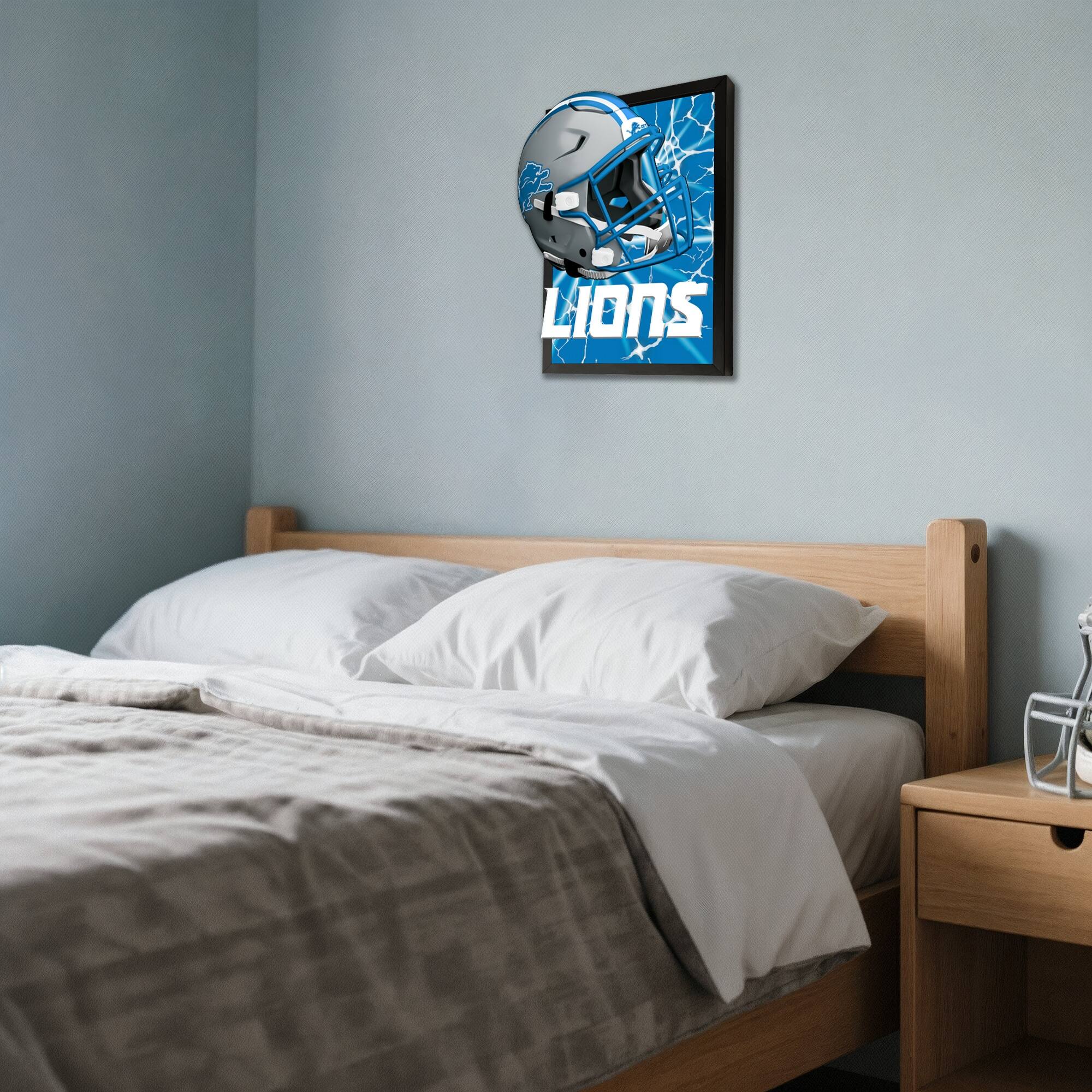 Alt View 2. Sporticulture - Detroit Lions 14" x 18" Framed 3D Lenticular Art - Blue.