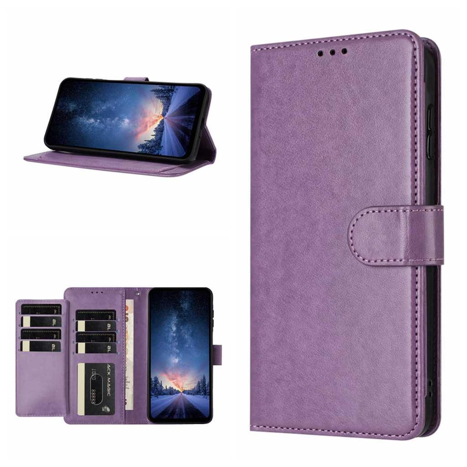 Dteck - Wallet Folio Case for Apple iPhone 17 Pro Max, Shockproof Magnetic PU Leather Flip Card Slots Stand Case - Purple price history on PriceWatchPro