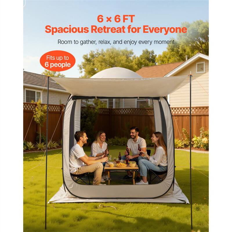 6 x 6 FT Spacious Retreat for Everyone  
Room to gather, relax, and enjoy every moment  
Fits up to 6 people