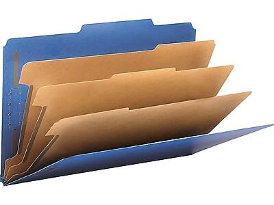 Front. Smead - Smead 50% Recycled Pressboard Classification Folders, Legal Size, 3 Dividers, Dark Blue, 10/Box - Dark Blue.